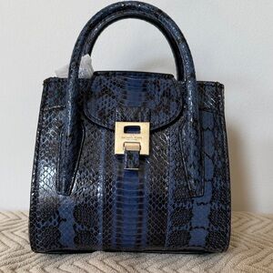 Michael Kors Collection Blue Snakeskin Satchel